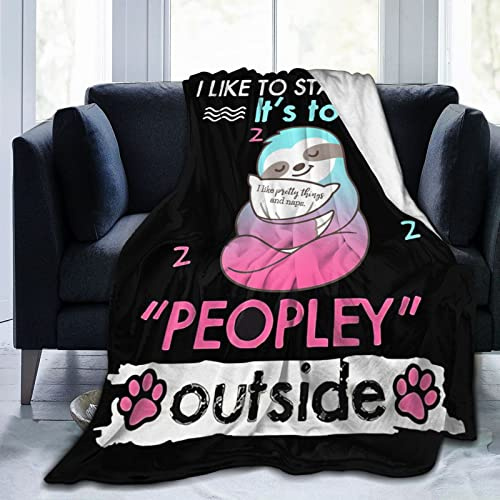 Custommixall Sloth Blanket Cute Sloth Gifts for Kids Adults Sloths Lovers Soft Lightweight Flannel Fleece Throw Blanket for Couch Bed Sofa office 50x60