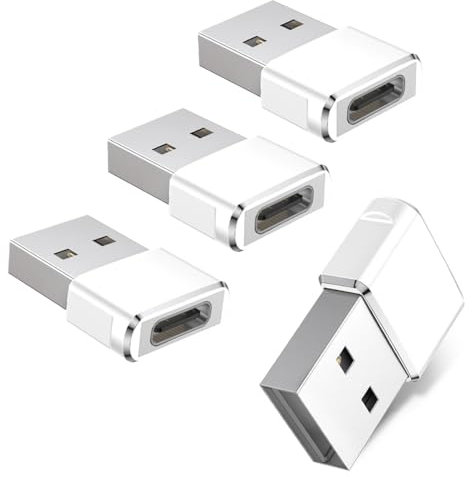 BASESAILOR USB to USB C Adapter for iPhone 16 15 Pro Max Car Charger Adapter 4 Pack,USB C Female to USB A Male Cable Converter for Apple Watch iWatch 10 9 8,iPhone 14 13 12 11,iPad Mini 7,AirPods
