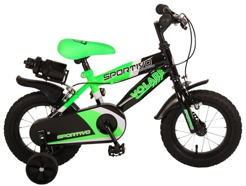 Volare Unisex-Youth 2031 Kinderfahrrad, Schwarz, Grün, Kleinkind