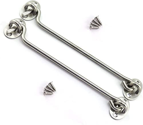 SQXBK Gancho de cabina de 8 pulgadas, cierre a prueba de viento, cobertizo, puerta de acero inoxidable, tope de seguridad, soportes silenciosos, cerradura de captura con tornillos de montaje