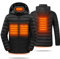 HEWINZE Beheizbare Jacke Herren mit kapuze,Warme Pufferjacke Damen mit akku 5V 10000mAh,Winterjacke für Outdoor Wandern Jagd Motorrad Camping
