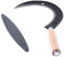 BAUSTER® Set Hochwertige Sichelsensen mit Wetzstein, Scharf Sickle, 35 cm Handsensen, kleine Sensen, Trimmer, Grasschneider, Holzgriff, Sichel Geschmiedet zum Mähen von Gras Gartenpflege