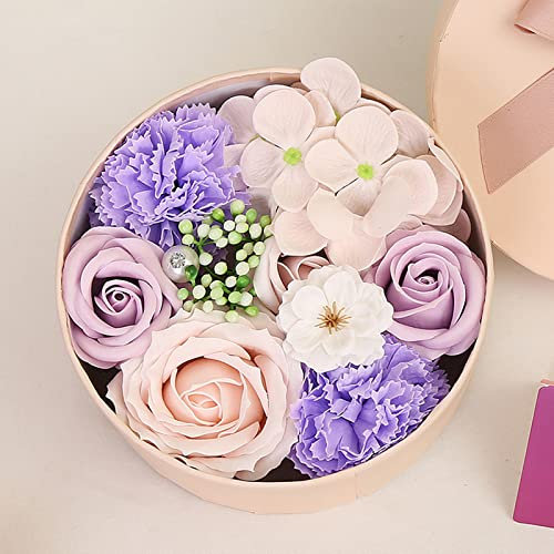 Fouriding Geschenkbox mit Seifenrose, Blumenduft, Rosen, Seife, Blumen, für Mutter, Tochter, Geburtstag, Muttertag, Jahrestag, Weihnachten, Valentinstag, Lehrertag (lila)
