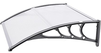 Panana Door Canopy Awning Shelter Roof Front Back Porch Outdoor Shade Patio Rain Cover Rain Shelter for Back Door, Porch, Window,82x100 Grey Color(GSAW05 GREY)