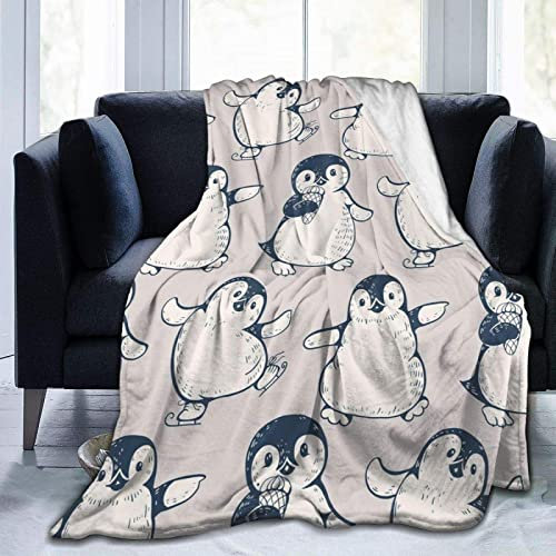 Flaushig Kuscheldecke 150x200cm Personalisierte Decke Netter Pinguin Super Weiche Flanell Fleecedecke Warme Wohndecken für Erwachsene und Kinder als TV-Decken Sofadecke Wohndecke Couchdecke