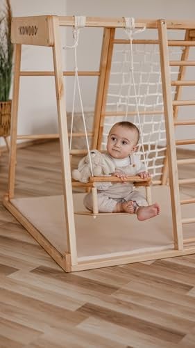 KIDWOOD™ Kinderschaukel, Zubehör für Klettergerüst, Indoor Schaukel aus Holz, Holzspielzeug für Kinder
