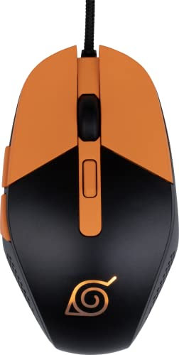 Konix Naruto Shippuden Gaming-Maus für PC - 3 DPI-Stufen - LED-Hintergrundbeleuchtung - 1,8 m Kabel - Konoha-Motiv - Schwarz und Orange