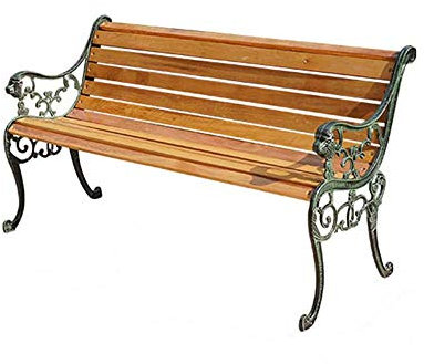 ZMYJTO Produkte Parkbank aus Massivholz, Outdoor-Sitzbank aus Metall, Balkonbank mit Rückenlehne, Armlehne, Hofbank aus Gusseisen, für Garten/Veranda/Balkon