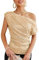 GRACE KARIN Damen Party Pailletten Tops Schmale Passform Blusen Elegant Festliche Oberteile, Farbe: Champagner Gold, Größe: XL