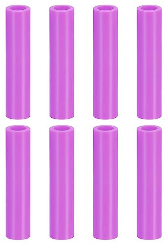 sourcing map Lot de 8 embouts de paille en silicone – Couvercles de paille en métal doux et réutilisables pour pailles en acier inoxydable de 6 mm de diamètre extérieur – Violet