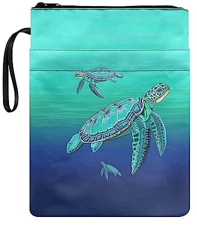 SEANATIVE Custodia per libri con stampa tartaruga marina oceanica con cerniera per libri tascabili custodia per libri borsa porta libri per bambini studenti