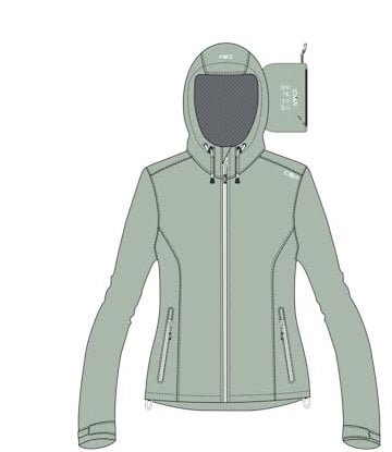 CMP Damen Feste Kapuze Reißfeste Regenjacke, Jade, 44