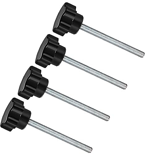 CoCud 4-Pièces Étoile Serrage Boutons M6 x 70mm Plastique Noir | Pouce Vis Poignée Main Boutons Fileté Boulon, Mâle Filetage 30mm Tête, pour Tour Machines