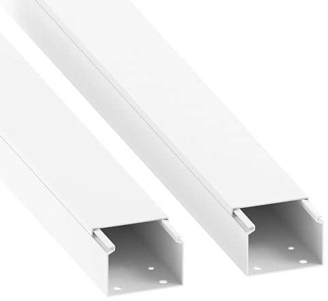 Cable Coach Habengut | Kabelkanal (mit Montagelochung im Boden) 40x60 mm, aus PVC, Länge 2 m (2 x 1 m), Weiß