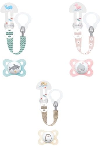 MAM Schnuller & Schnullerkette Set, 2-6 Monate, Silikon