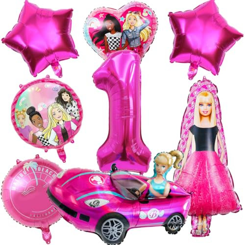 Philoctes Prinzessin Geburtstag Ballon Party deko Set, Top Model Party Dekoration Luftballons, Barbi Mottoparty Prinzessin Karneval Make-up für 1 Jahre Mädchen Kinder Geburtstag Party Supplies