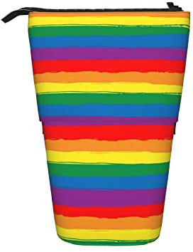 351 Teleskopisch Mäppchen Regenbogenstreifen Federtasche Mit Reißverschluss Stand Federmäppchen, Für Kindergarten, Schule, Büro