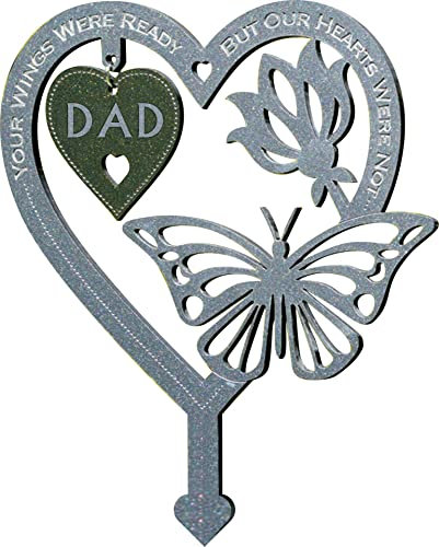 PEIQICHU Décorations funéraires pour cimetière - Plaques commémoratives pour l'extérieur pour la perte de papa - Bâton en métal - Ornements de jardin - Marqueur pour hommage au père - Cadeaux de