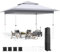 Pavillon 3,6x3,6m,Pop Up Gartenpavillon 4 Sandsäcken, One Push Faltpavillon Wasserdicht Stabil, Doppeldach Partyzelt, Höhenverstellbar (265-275-285cm) für Patio Markt Camping Strand (Grau Weiß)