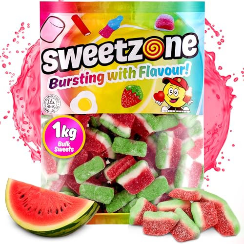 Sweetzone Fizzy Watermelon Slices - Fizzy Chewy Sweets, Bulk Gummy Watermelon Flavoured Candy, 1kg Sweet Bag - Classic Retro Pick and Mix Candy for All Ages & Sweet Enthusiasts, Perfect for Snack Time