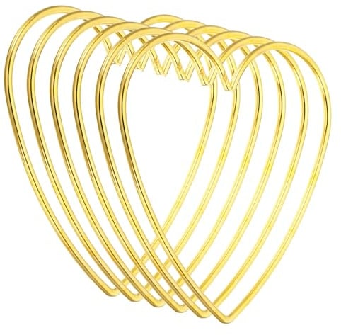 PATIKIL 4-Zoll-Traumfänger-Ringe, 6 Stück Metall-Herzform-Makramee-Kranzreifen für Heimwerkerhandwerk, Wanddekorationen für Hochzeiten, Gold.