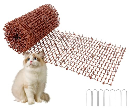 LOPYXBR Dornengitter Gegen Katzen, 30x400 cm Katzenabwehr Garten, Braun Dornengitter Katzenabwehr für Garten, Katzenabwehrmatte für Hunde, Katzen, Wildtiere, Außengärten, Inner & Außer
