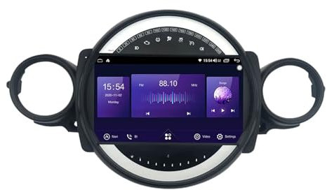 2 DIN Radio de Coche Android 11 de 9 Pulgadas Coche Pantalla Tactil para BMW Mini Cooper R56 R60 2007-2014 Reproductor Multimedia con WiFi/FM/Mandos del Volante/Cámara Trasera/Navegación GPS(M100S 1+1