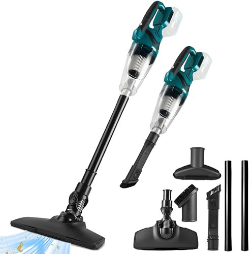 Akku Staubsauger für Makita Akku 18V, Starke 10000Pa Kabellos Handstaubsauger Akku mit LED Beleuchtung und Groß 750mL Staubbehälter für Auto, Haus (Blau Ohne Batterie)