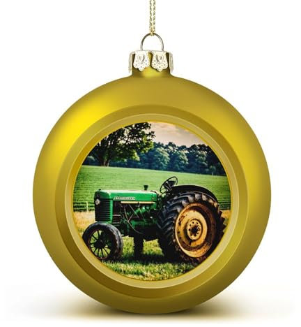 Old Traktor Weihnachtskugel, Ornamente, 6,1 cm, bruchsicher, Weihnachtsbaumschmuck, Kugeln, goldener Stil, hängende Weihnachtsschmuck für Weihnachtsbaum, Feiertagsdekoration