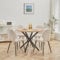 DEYARNA HOME Essgruppe 5-Teilig, 100cm Runder Esstisch und 4 Leinen-Esszimmerstühle, Esstisch und Stühle für 4 Personen, 4 Stühle & Tisch für Küche, Esszimmer und Wohnzimmer (Helle Holzfarbe+Khaki)