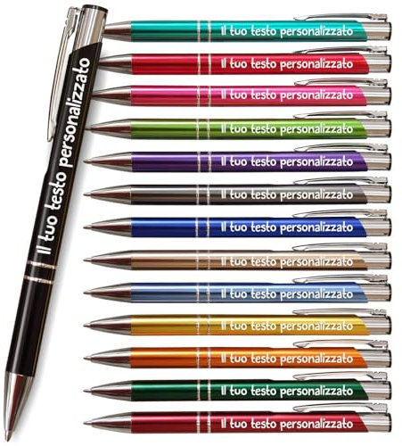 DECORS concept - 10x Penna personalizzata in metallo - Perfette come regalo personalizzato per gli ospiti di matrimoni, comunioni e compleanni, oppure come penne promozionali, Gadget Pubblicitari