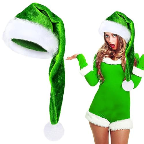 Große Nikolausmütze | Weiche Samt Plüsch Nikolausmützen - Cosplay Kostüm, Erwachsene Unisex Hut für Weihnachten Neujahr Partys Feiern