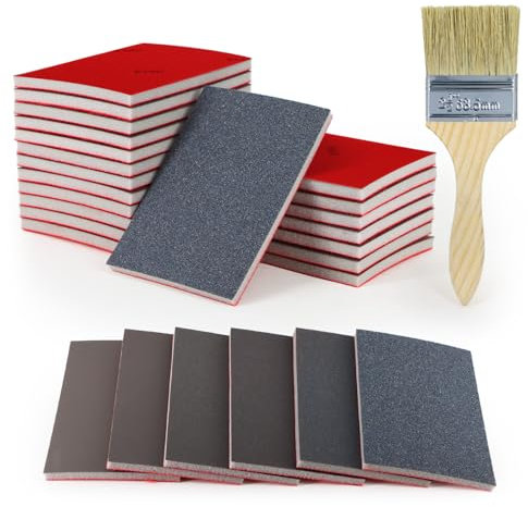 KACNON Schleifschwämme,20 Stück,Weiches,Flexibles Nass-Trocken-Schleifpapier,2500 Körnung Handschleifblöcke,Schleifpads für Holz,Trockenbau,Metall,Farbe, Autokarosseriereparatur