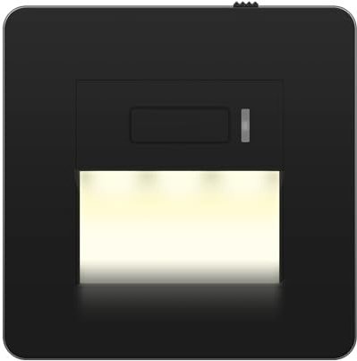 LIDER Full Guide Light, Neutral Required, Built-in LED, Black (Not Plug-In) | In-Wall Night Light, No Earth, Glossy, UKCA Certified, Thermoplastic, Automatic LED Night Light