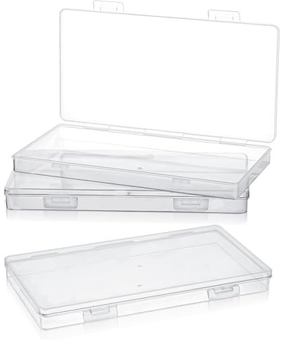 Ptwola 3pcs Mini Plastic Storage Containers Box with Hinged Lid, 6.5x3.5 Inches Small Rectangle Dustproof Clear Beads Organizer Case for Collecting Craft Small Items Jewelry Business Cards Game Pieces