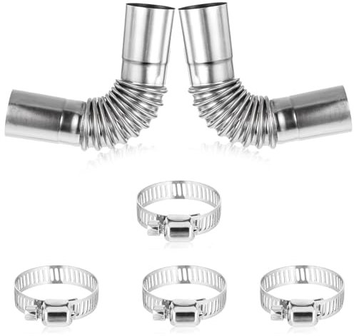 2 Set Diesel Heater Exhaust Pipe, Exhaust Pipe Elbow Connectors, Diesel Heater Exhaust with Exhaust Clamp, Stainless Steel Air Parking Heater Exhaust Pipe Tube, Exhaust Hose for Diesel Heater