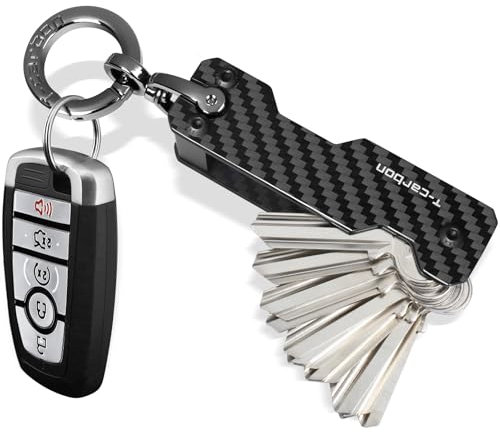 T-carbon Key Organizer,kohlefaser Schlüssel Organizer,Schlüsselorganizer mit Mode-Geschenkbox,Pocket Smart Key Holder für 2–10 Schlüssel,Schwarz
