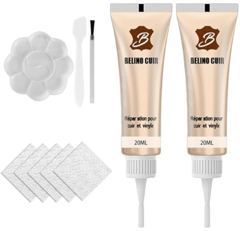 Lederreparatur Creme, Leder Repairing Set,Kunstleder Reparaturset, Leder Restaurator, Geeignet für Lederprodukte Wie Autositze Sofas Lederjacken Lederschuhe etcLeder,2 Stück beige