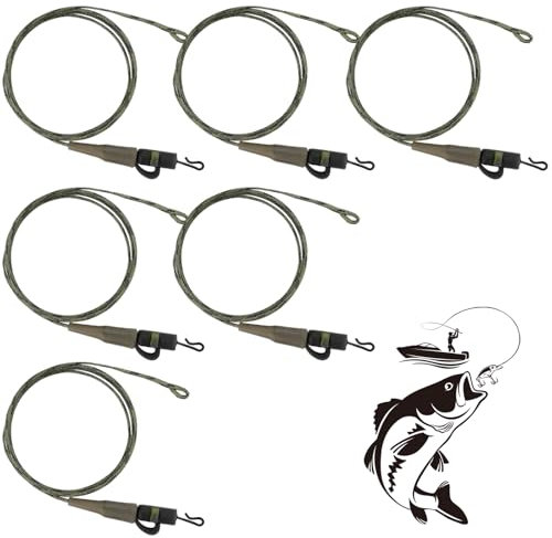 TYBYBB 6PCS Angelzubehör Karpfen Zubehör 64cm 45lb Chod Rig Vorfach Leadcore Safety Lead Clip Haarmontage Karpfen Inline Helicopter Carp Ready Hair Fishing Rig Leader Zubehör Montage Pre Set