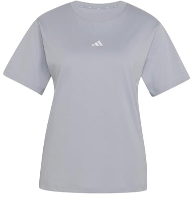 adidas Women's Essentials SMALL Logo Cotton T-Shirt, Halo Silver/White, M