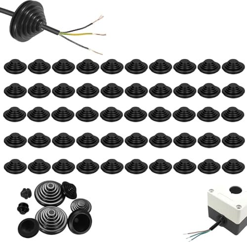 50 Stück Kabeldurchführung Wasserdicht Kabeltüllen Gummitüllen, Tower Gummistopfen Set, Durchgangstüllen Sortiment zum Schutz Elektrogeräte Kabel Draht (50PCS, 20mm)