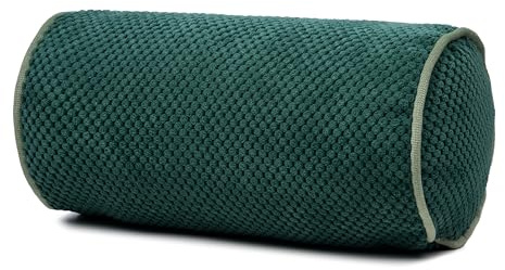 Gözze - Kissenrolle Sven, Nackenrolle in genoppter Optik mit Keder, Dekorative Rolle mit Reißverschluss, 40 x 20 cm - Dunkelgrün