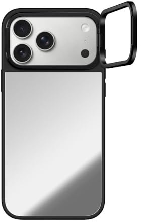 CASETiFY Mirror Ring Stand iPhone 17 Pro Max Hülle [Integriertem Ständer/Reflektiert/MagSafe-kompatibel] - Silver on Black