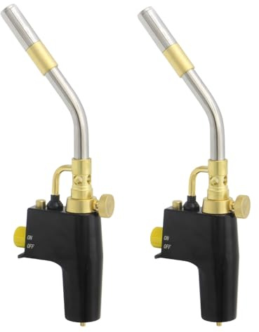 2 x Adjustable Propane & MAPP Torch, Self-Igniting, Adjustable Flame, Easy and Portable for Brazing, Soldering, Welding and Grilling (Twin Pack)