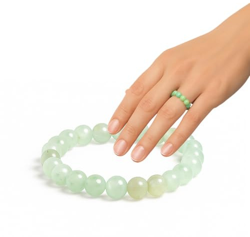 PURAJA Edelsteinring aus echtem Naturstein | Elastischer Anti Stress Ring | 3mm Perlenring aus hochwertigen Mineralien
