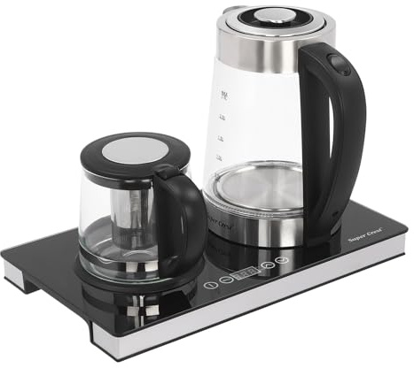 Doppelflammiger Elektrischer Wasserkocher | Wasserkocher Set 2-teilig 2.5L+1.0L Glas Edelstahl 1800W Temperaturregelung für Tee Kaffee Büro Haushalt Geschenk ﻿