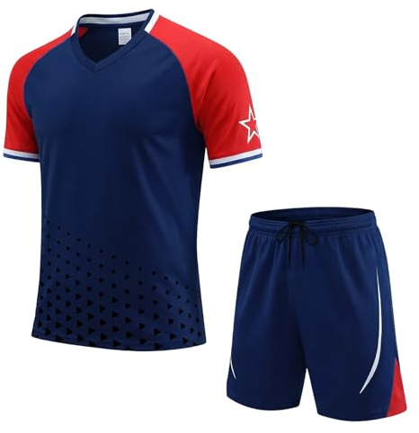 viiotu Boys Kids Football Kit, Quick Dry Short Sleeve Jersey and Shorts | Breathable, for School Gym Tennis Running Training