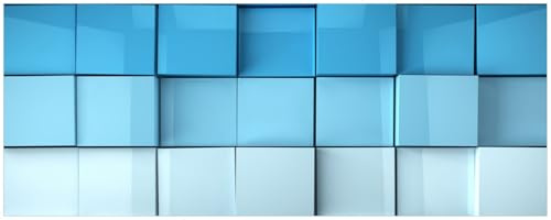 Wallario Küchenrückwand selbstklebend 115 x 50 cm, Motiv: Blau-weiße Kisten Schachteln Muster | Spritzschutz abwischbar & pflegeleicht