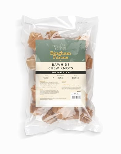 Bingham Farms Rawhide Dog Chew Knots 15cm, 600g (10-Pack) | Natural Chewing Experience, Oven Roasted, Great for Dental Health, Suitable for Dogs Over 6 Months