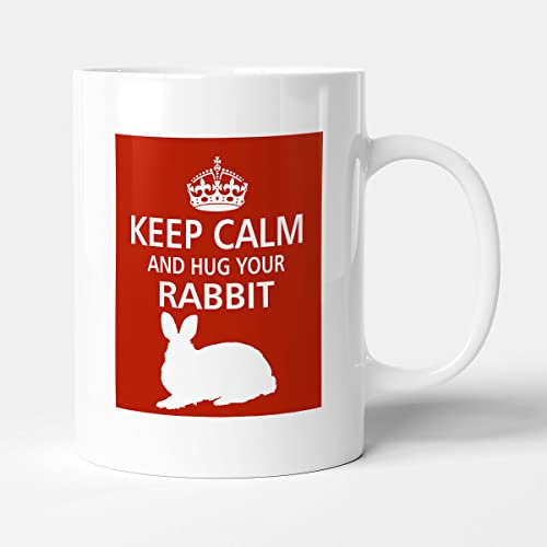 Victorian Printing Co - Pet Lover Designer Mug - Keep Calm and Hug Your Rabbit, Ceramic, 11fl.oz.
